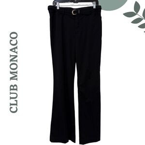 Club Monaco Black Wool-Blend Straight-Leg Trousers with Belt – Size 10